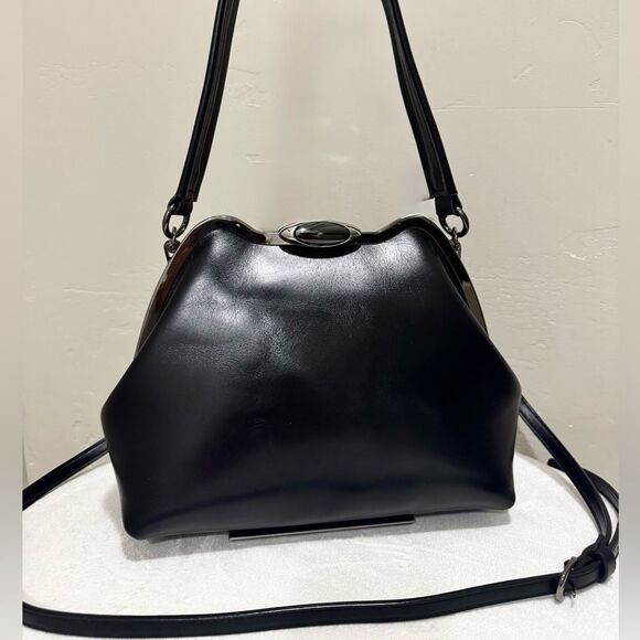 Premium Oil Wax Cowhide Handmade Custom Metal Frame Handbag & 2 Strap Styles - Picture 8 of 16